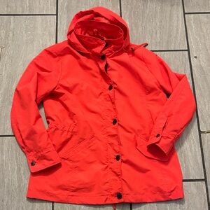 Lands' End Women's Warm Red Hooded Rain Jacket Large